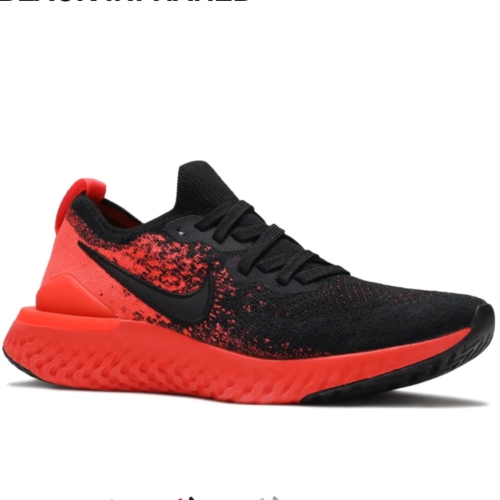 Nike React Flyknit 2 Black and Red Sneakers